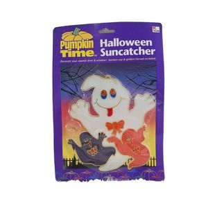 VINTAGE PUMPKIN TIME/KMART HALLOWEEN GHOSTS SUNCATCHER 8" X 7" NOS NIP!